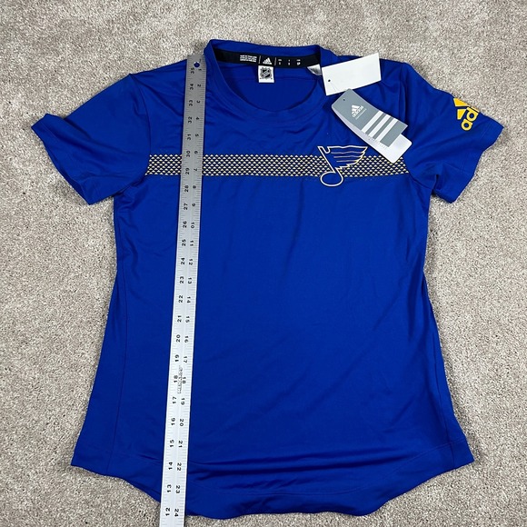 St. Louis Blues Adidas Women's S Blue Aeroready Training Performance T-Shirt NWT - Picture 7 of 8